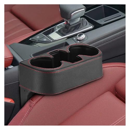 ZIMISI Car Cup Holder PU Leather Auto Front Console Gap Filler Organizer Multifunctional Cup Drink Holder Car Seat Gap Filler Storage Box Coin Bucket Cell Mobile Phone Holder Black - Image 1