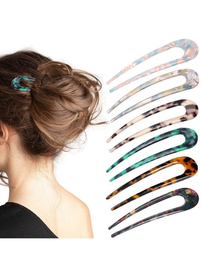 La Jolie Jasmin 6 Pieces French Style Hair Pins U Shaped Hairpin Acetate Hair Sticks Forks Tortoise Shell Hair Fork Sticks Leopard Chignon Pin Hair Accessories For Women Girls - Image 1