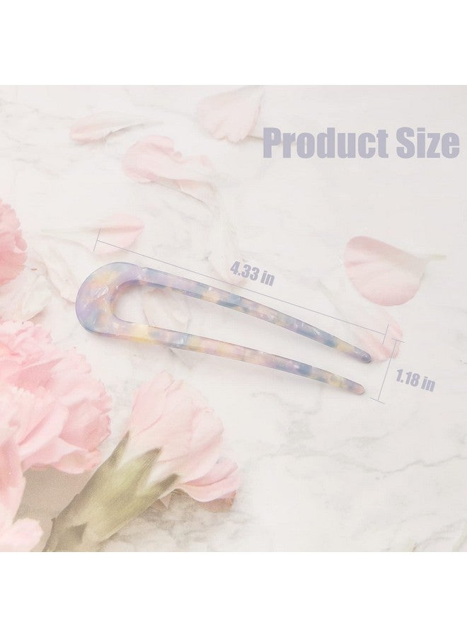 La Jolie Jasmin 6 Pieces French Style Hair Pins U Shaped Hairpin Acetate Hair Sticks Forks Tortoise Shell Hair Fork Sticks Leopard Chignon Pin Hair Accessories For Women Girls - Image 4