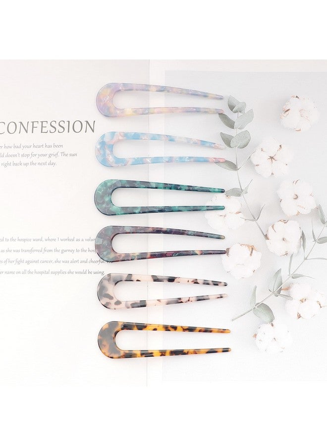 La Jolie Jasmin 6 Pieces French Style Hair Pins U Shaped Hairpin Acetate Hair Sticks Forks Tortoise Shell Hair Fork Sticks Leopard Chignon Pin Hair Accessories For Women Girls - Image 5