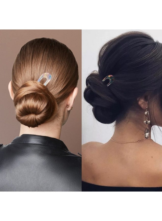 La Jolie Jasmin 6 Pieces French Style Hair Pins U Shaped Hairpin Acetate Hair Sticks Forks Tortoise Shell Hair Fork Sticks Leopard Chignon Pin Hair Accessories For Women Girls - Image 3