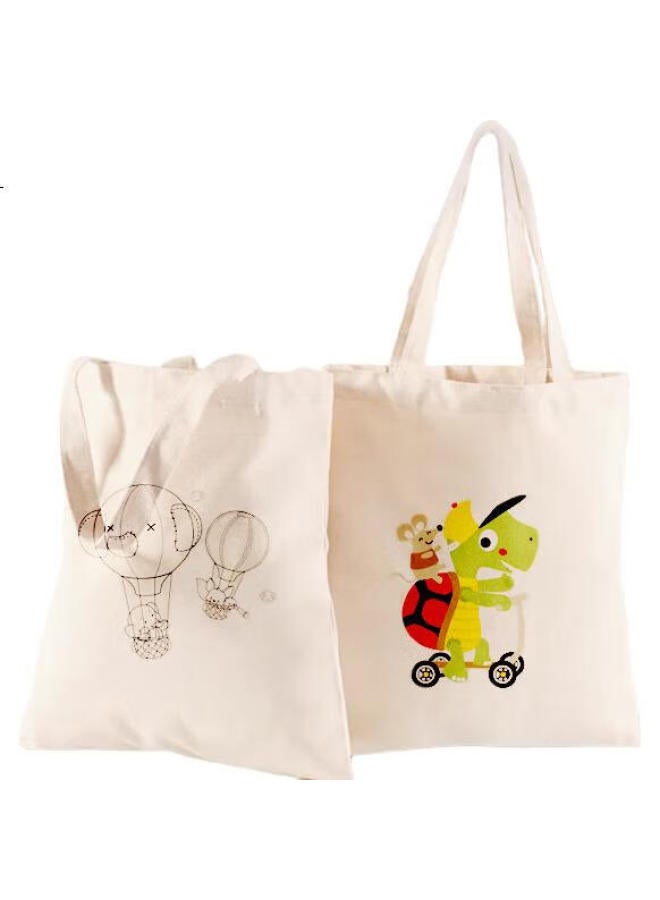 Dipple Dipu'Er White Canvas Bag, Blank Canvas Bag, Children'S Diy Handmade Painting Bag, Creative Handbag With Drawing Space - Image 1