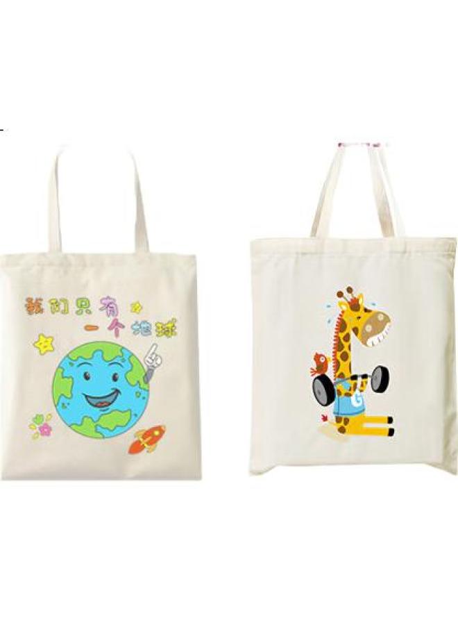 Dipple Dipu'Er White Canvas Bag, Blank Canvas Bag, Children'S Diy Handmade Painting Bag, Creative Handbag With Drawing Space - Image 3