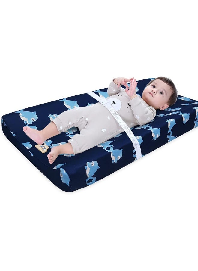 BlueSnail Print Changing pad Cover Set 2PK, Breathable and Comfortable Changing Pad Cover for Boys and Girls (Navy+ Navy) - Image 2
