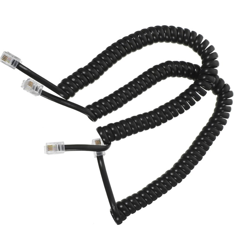 2 Pcs Coiled Telephone Cord Flexible Landline Cable Soft Tangle Free Design Signal Transmission - Image 2