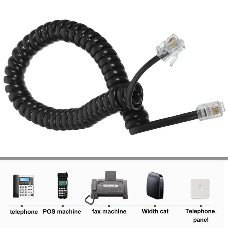 2 Pcs Coiled Telephone Cord Flexible Landline Cable Soft Tangle Free Design Signal Transmission - Image 4