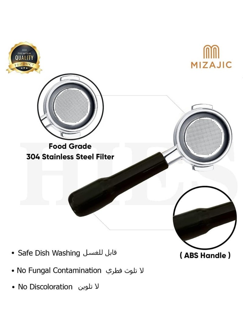 مزاجك فلتر بورتافلتر 58 ملم لمرشح القهوة العاري نوفا سيمونيلي بدون قاع مع سلة فلتر بديلة من الفولاذ المقاوم للصدأ ومقبض ABS - Image 4