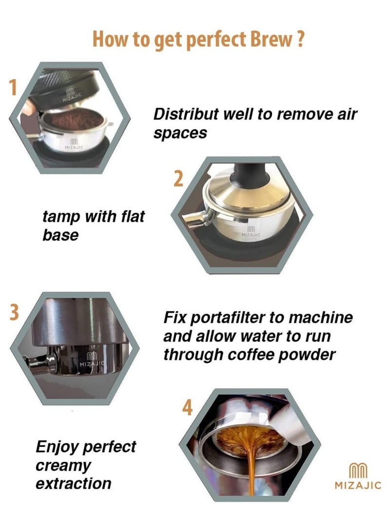 مزاجك فلتر بورتافلتر 58 ملم لمرشح القهوة العاري نوفا سيمونيلي بدون قاع مع سلة فلتر بديلة من الفولاذ المقاوم للصدأ ومقبض ABS - Image 5