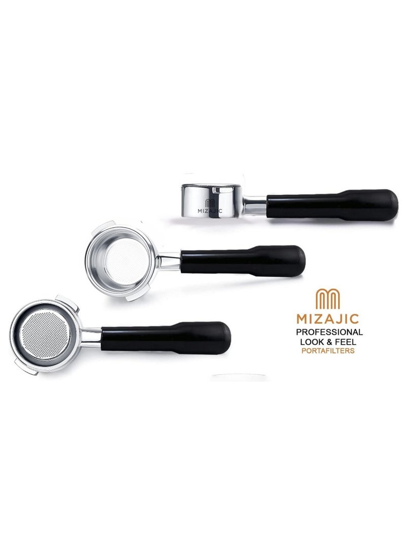 مزاجك فلتر بورتافلتر 58 ملم لمرشح القهوة العاري نوفا سيمونيلي بدون قاع مع سلة فلتر بديلة من الفولاذ المقاوم للصدأ ومقبض ABS - Image 2
