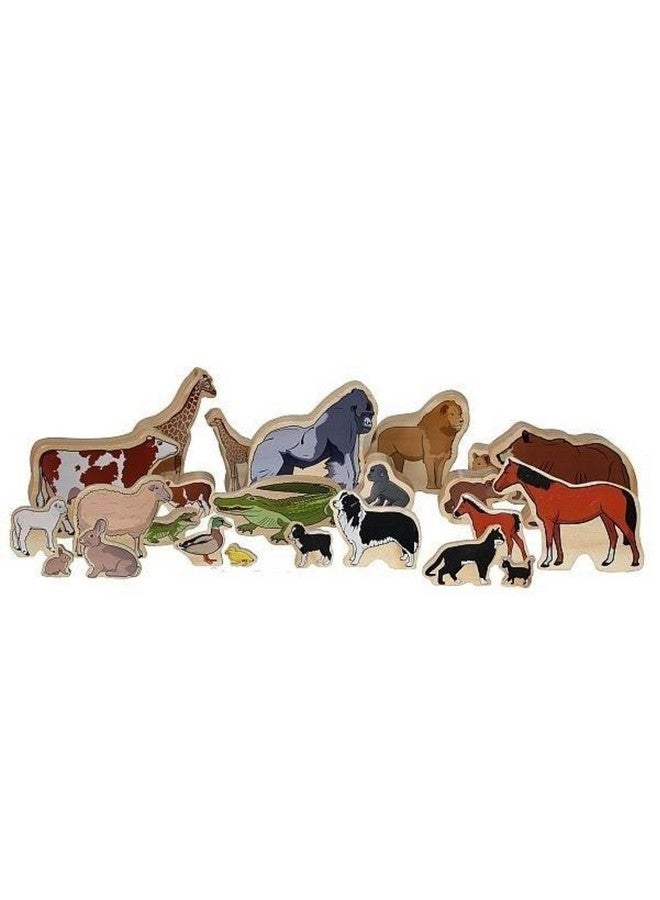 THE FRECKLED FROG FF436 Animal Families - Set of 24 - Ages 12m+ - Matching Game with Animal Fathers, Mothers and Babies - Wooden Animal Blocks for Toddlers - Double-Sided - Image 2