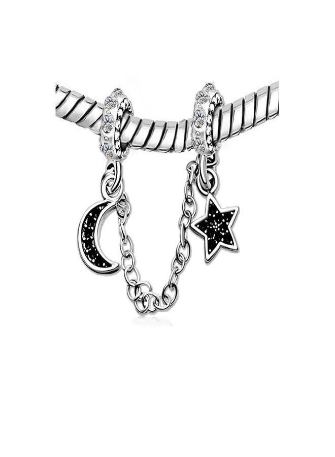 KunBead Sister Daughter Love Clear Crystal Star Moon Safety Chain Charms for Snake Chain Bracelets Gifts - Image 3