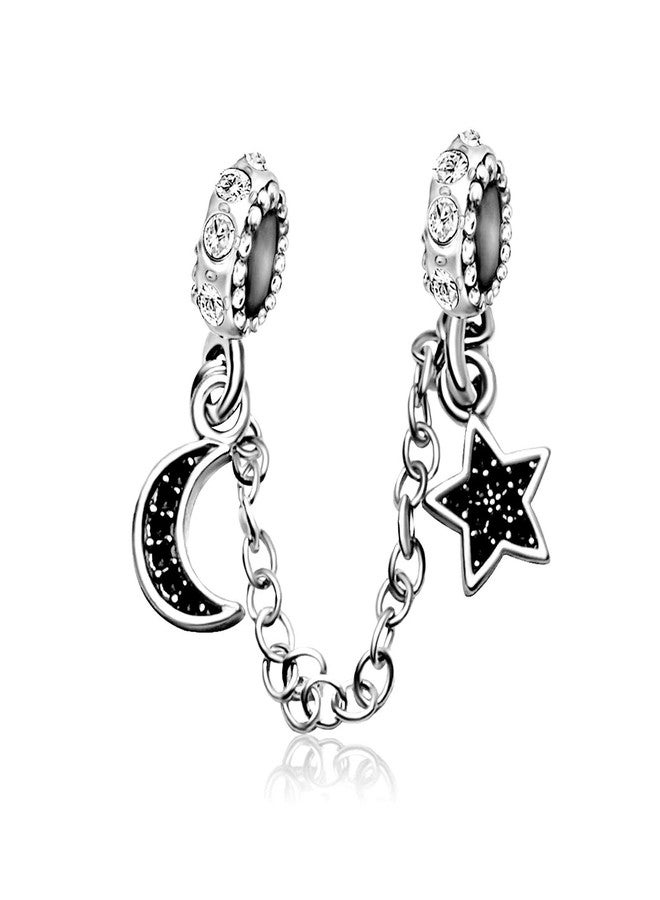 KunBead Sister Daughter Love Clear Crystal Star Moon Safety Chain Charms for Snake Chain Bracelets Gifts - Image 1