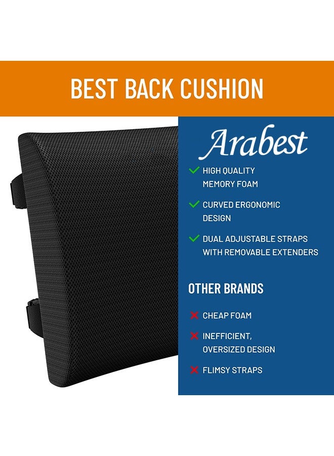 Arabest Memory Foam Lumbar Support Pillow - Back Pain Relief & Posture Correction, Back Cushion for Office Chair, Car Seat & Gaming Desk Chair, Home & Office Essentials - Image 2