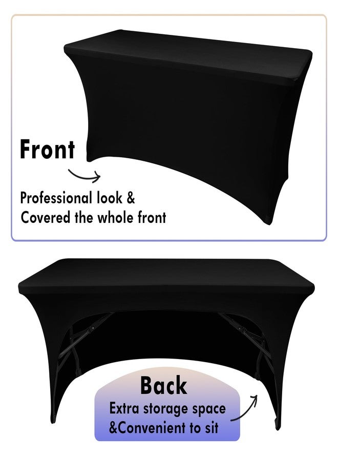 Nasitos 4 Pack Black Tablecloth 8 ft-Fitted Spandex Table Covers, Open Back Trade Show Table Cover, Washable and Wrinkle Resistant Tablecloth for Craft Show, Weddings, Events - Image 4
