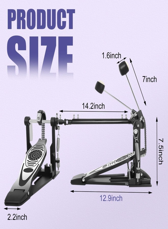 MCCKLE Double Bass Drum Pedal, Heavy-Duty Double Chain Drive Kick Pedal with Adjustable Beater & Spring Tension, Non-Slip Base Plate - Compatible with Acoustic/Electronic Drum Kits - Image 2