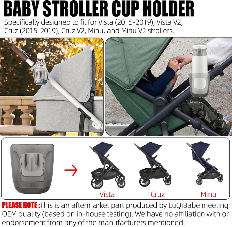 LuQiBabe Baby Stroller Cup Holder Compatibile with UppaBaby Vista Cruz Minu Strollers Cup Holder Attachment for Vista V2 Cruz V2 MinuV2 Strollers Cups Holders Accessories - Image 4