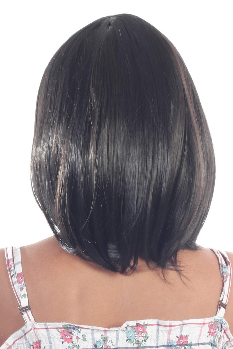 Ritzkart Women Feel Real Hair Fiber Heat Resistance Synthetic Medium Bob Cut Wig, Black, - Image 5