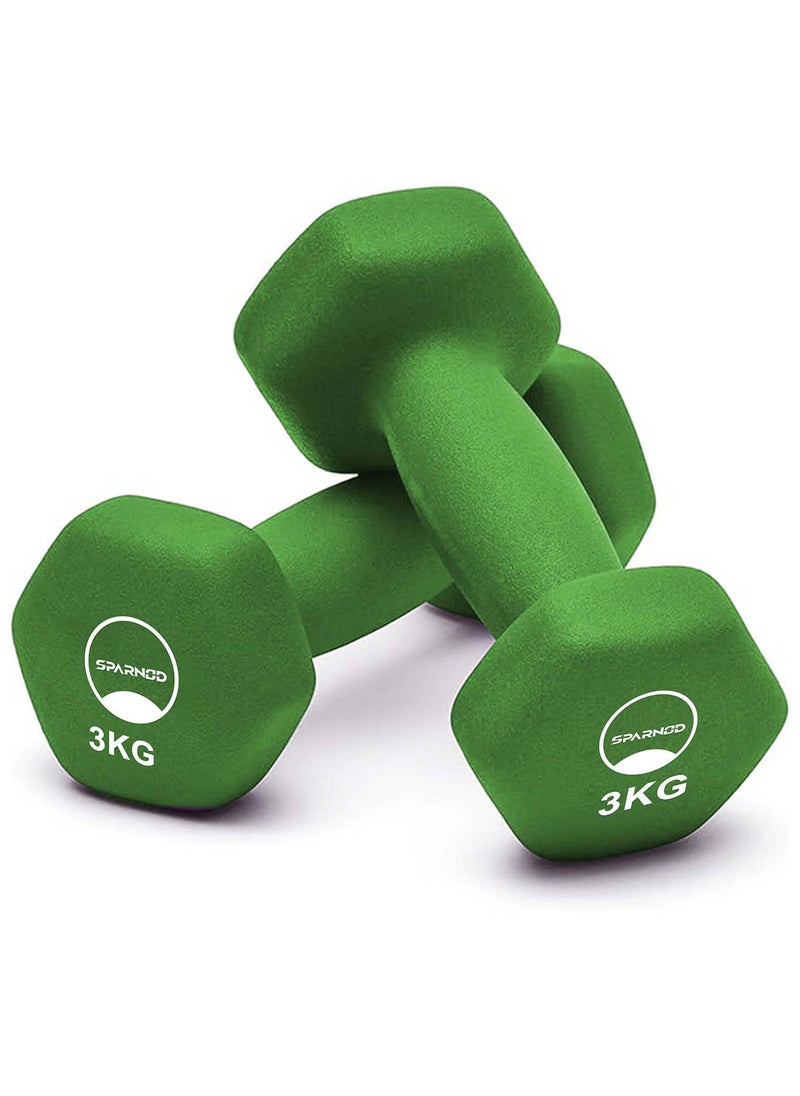 Sparnod Fitness SDN-3_Pair 3Kg Cast Iron Pair Dumbbells For Total Home Fitness  - Image 1