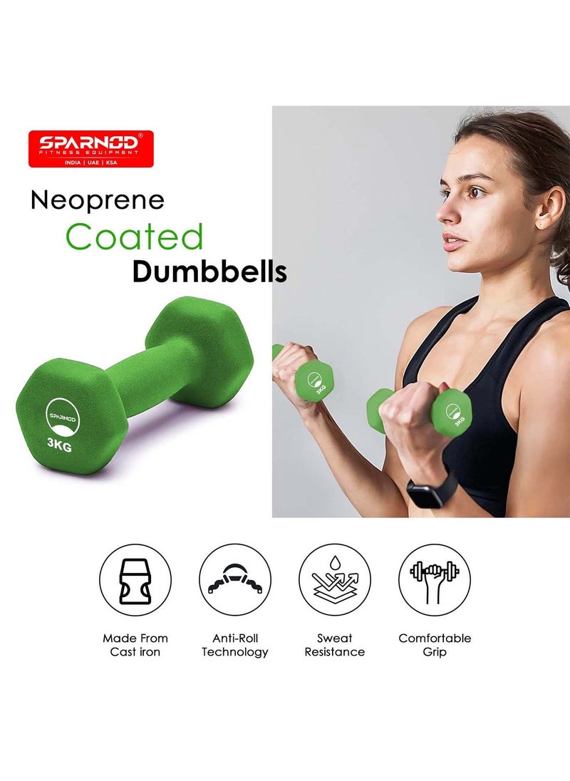 Sparnod Fitness SDN-3_Pair 3Kg Cast Iron Pair Dumbbells For Total Home Fitness  - Image 2