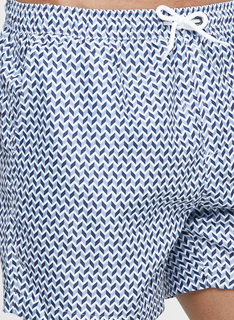 BRAVE SOUL Mens Microfibre Geo Printed Swims