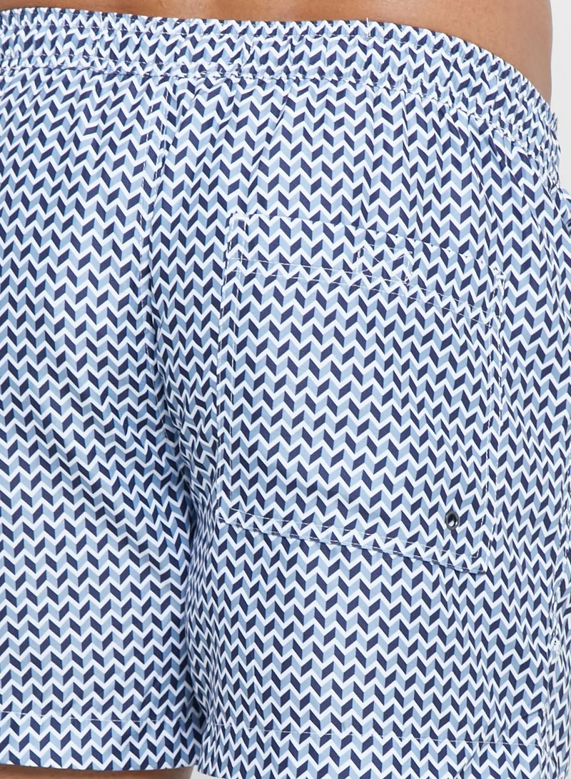 BRAVE SOUL Mens Microfibre Geo Printed Swims