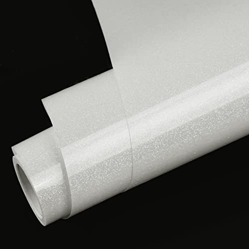 TORC White Glitter HTV Heat Transfer Vinyl Roll 12 inch x 5 ft Iron on Vinyl for T Shirts Crafts - Image 1