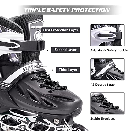 METROLLER Inline Skates for Girls and Boys, Women, Men 4 Sizes Adjustable Inline Skates with Light Up Wheels, Illuminating Beginner Skates for Kids & Adult Youth. - Image 4