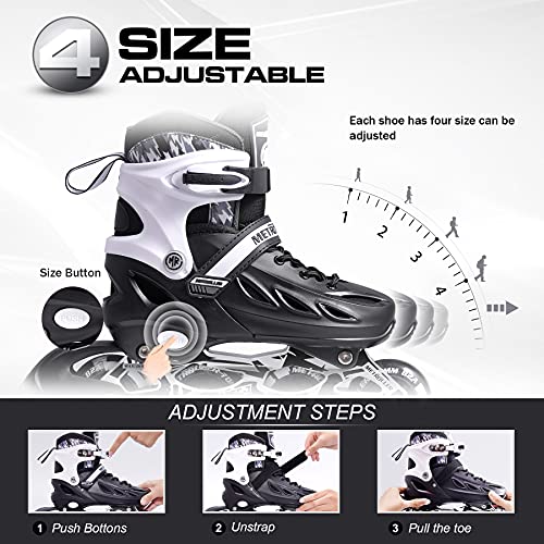 METROLLER Inline Skates for Girls and Boys, Women, Men 4 Sizes Adjustable Inline Skates with Light Up Wheels, Illuminating Beginner Skates for Kids & Adult Youth. - Image 3