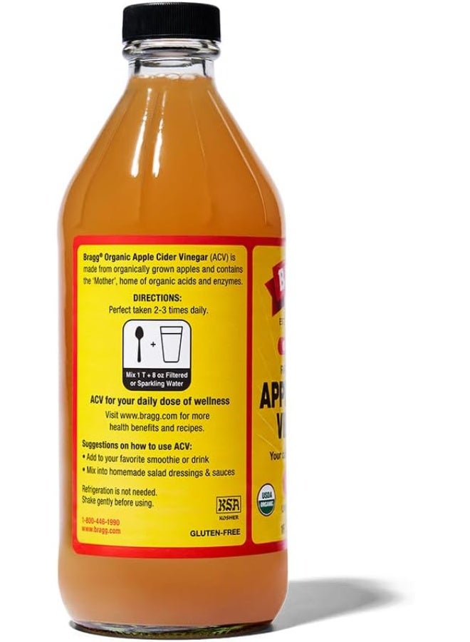 Bragg Organic Apple Cider Vinegar with Mother, Raw & Unfiltered, 473ml - Image 1