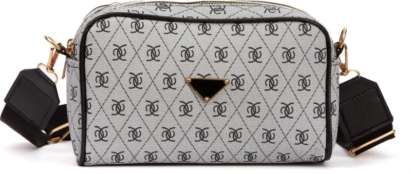 اديلينا باجز Women's Patterned Wallet Detailed Shoulder Bag and Mechanical Wallet Set