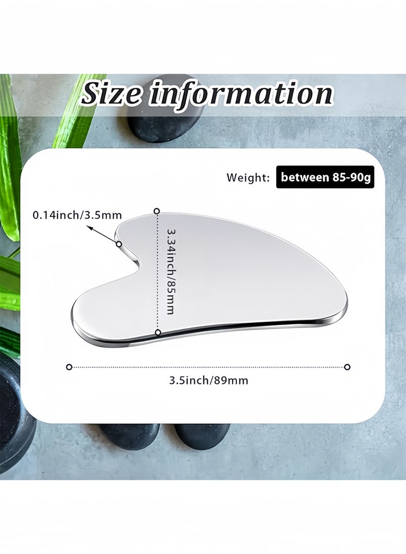 DAREU Stainless Steel Gua Sha Facial & Body Massage Tool – Medical‑Grade Metal Face Massager for Lymphatic Drainage, Neck, Eyes & Shoulders – Travel Pouch Included – Silver - Image 2
