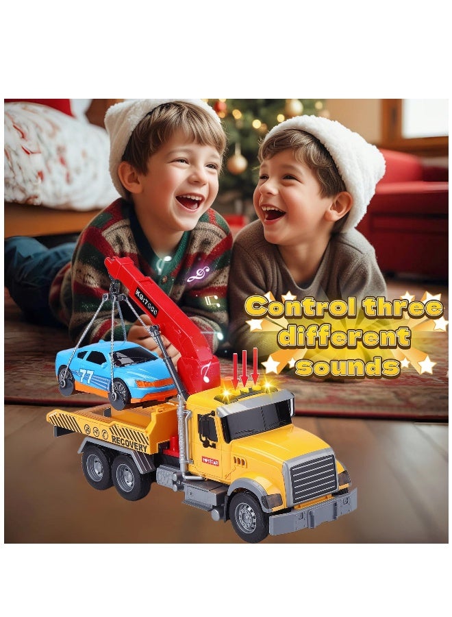 Kids Toys for 3 4 5 6 7 Years Old Boys, Kids Tow Truck with Car Toys, Large Tow Truck Toys with Working Hook Lights and Music Rescue Toys for Kids 8-12 Birthdays - Image 4