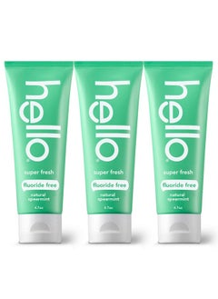 Super Fresh Whitening Toothpaste, Fluoride Free Toothpaste With Natural Spearmint And Coconut Oil, Vegan, No Peroxide, No Fluoride, No Dyes, Gluten Free, Bpa Free, 3 Pack, 4.7 Oz Tubes