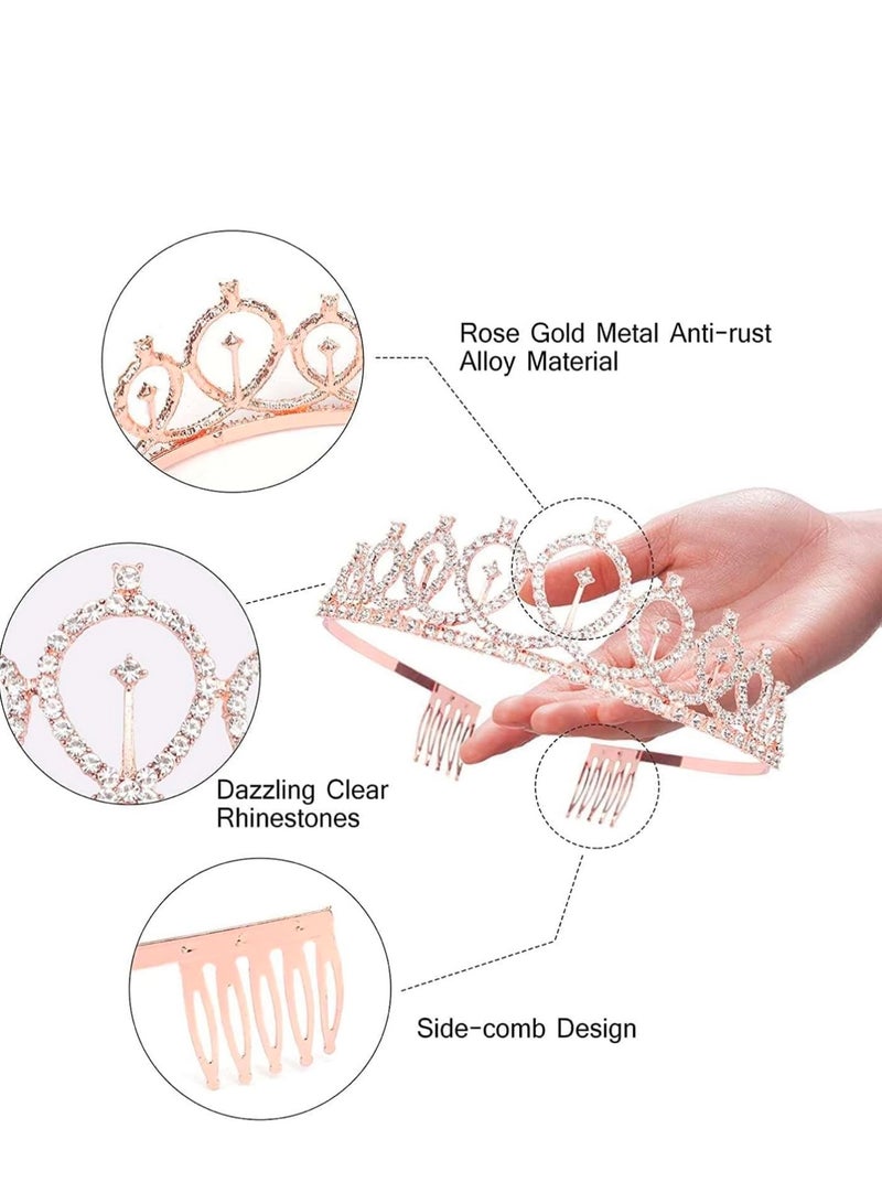 مجموعة عيد ميلاد سعيد مكونة من 4 قطع، لافتة عيد ميلاد، وشاح، تاج لامع للفتيات ودبوس فاخر قابل لإعادة الاستخدام - Image 3