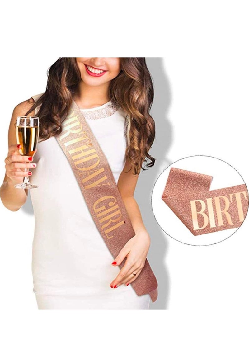 مجموعة عيد ميلاد سعيد مكونة من 4 قطع، لافتة عيد ميلاد، وشاح، تاج لامع للفتيات ودبوس فاخر قابل لإعادة الاستخدام - Image 4