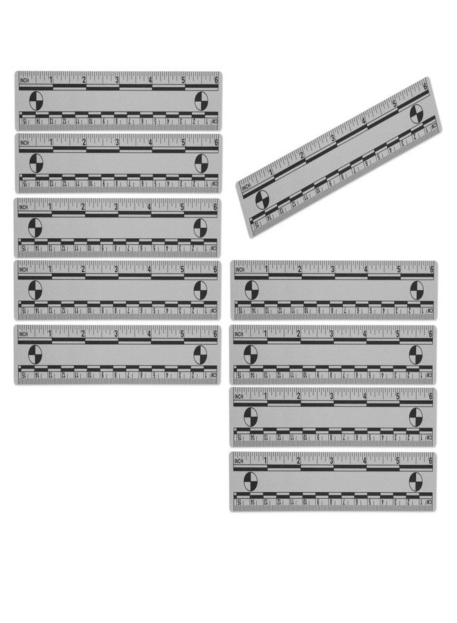 Crime Scene Professional Evidence Photography Scale, 10-Pack, 15cm/6inch Vinyl Rulers with Reference Circles, Dual Measurement (Grey) - Image 1