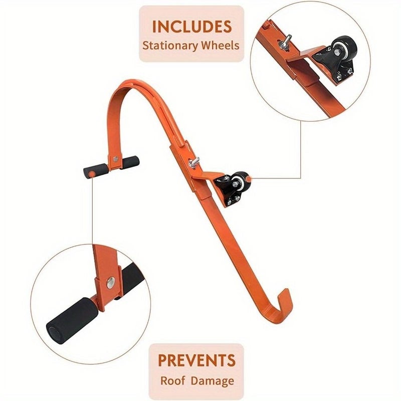 Heavy Duty Steel Ladder Roof Hook System With Wheel Rubber Grip T Bar 500 Capacity - Image 4