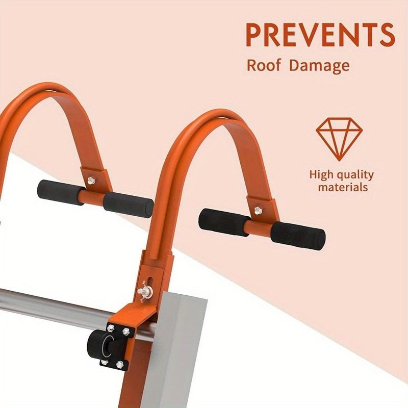 Heavy Duty Steel Ladder Roof Hook System With Wheel Rubber Grip T Bar 500 Capacity - Image 5