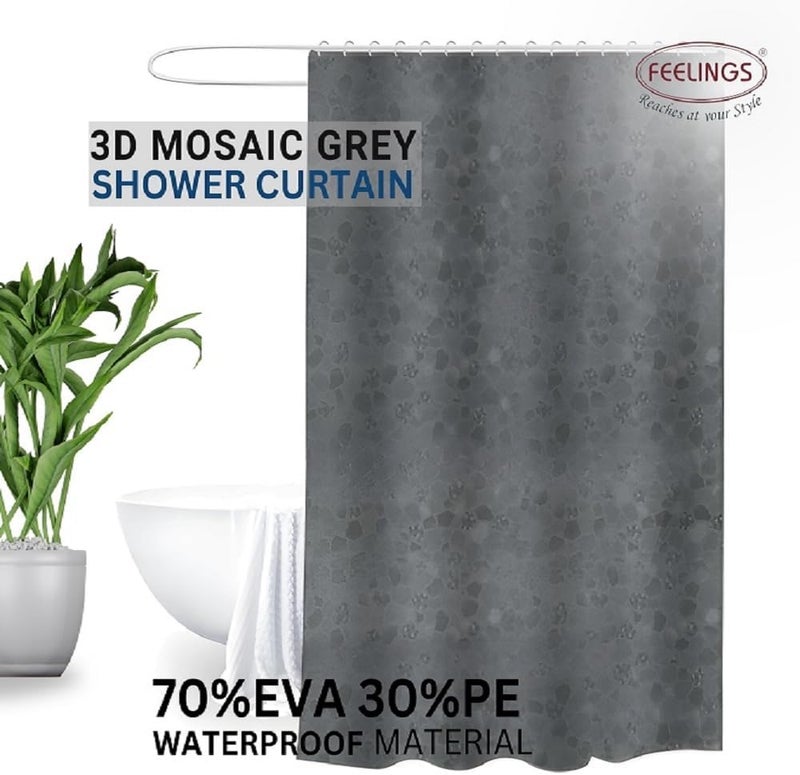 Feelings Shower Curtains (Grey, 3D,180X180) - Image 2