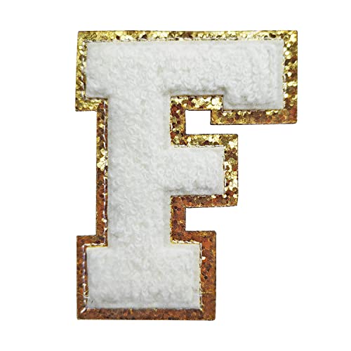 SPRT 3Pcs Letter Patches Varsity Glitters ChenilleSPRT Iron on White Letter PatchAlphabet Cloth Patch for Team Costume Decoration 31in Height F 3 Pieces - Image 1