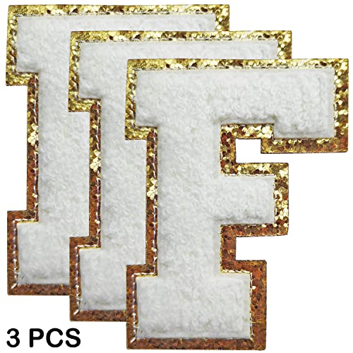 SPRT 3Pcs Letter Patches Varsity Glitters ChenilleSPRT Iron on White Letter PatchAlphabet Cloth Patch for Team Costume Decoration 31in Height F 3 Pieces - Image 3