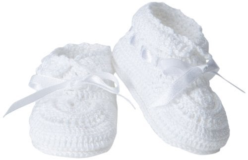 Jefferies Socks Baby Girls Hand Crochet Bootie White Newborn 2681 - Image 1