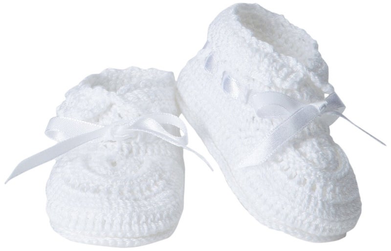 Jefferies Socks Baby Girls Hand Crochet Bootie White Newborn 2681 - Image 2