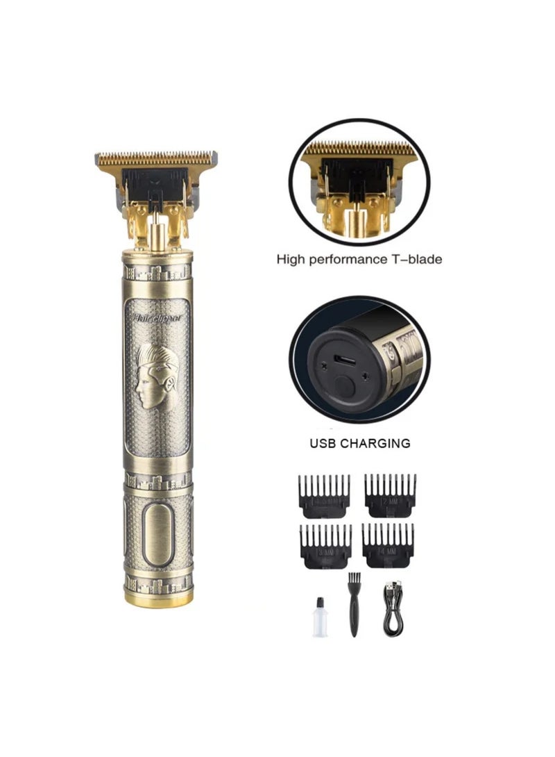 Akova T9 Vintage Hair Trimmer Sbg Salon Series Fully Waterproof Trimmer Fully Waterproof Trimmer for Men 60 Min Runtime 4 Length Settings, Battery Powered - Gold Color - Image 2