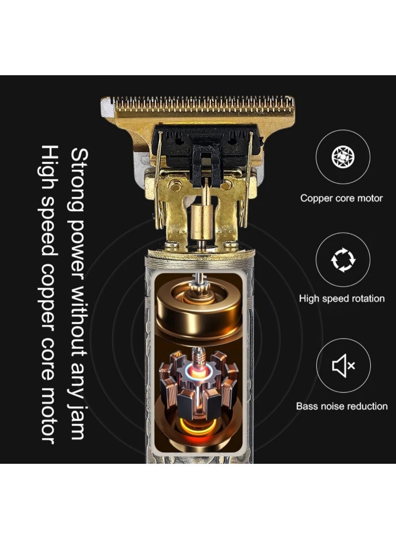 Akova T9 Vintage Hair Trimmer Sbg Salon Series Fully Waterproof Trimmer Fully Waterproof Trimmer for Men 60 Min Runtime 4 Length Settings, Battery Powered - Gold Color - Image 4