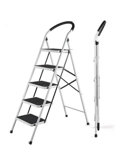 5 Steps Ladder Folding Step Stool With Anti Slip Sturdy And Wide Pedal Lightweight Portable Multi Use Stepladder For Home And Kitchen Foldable Ladder Space Saving