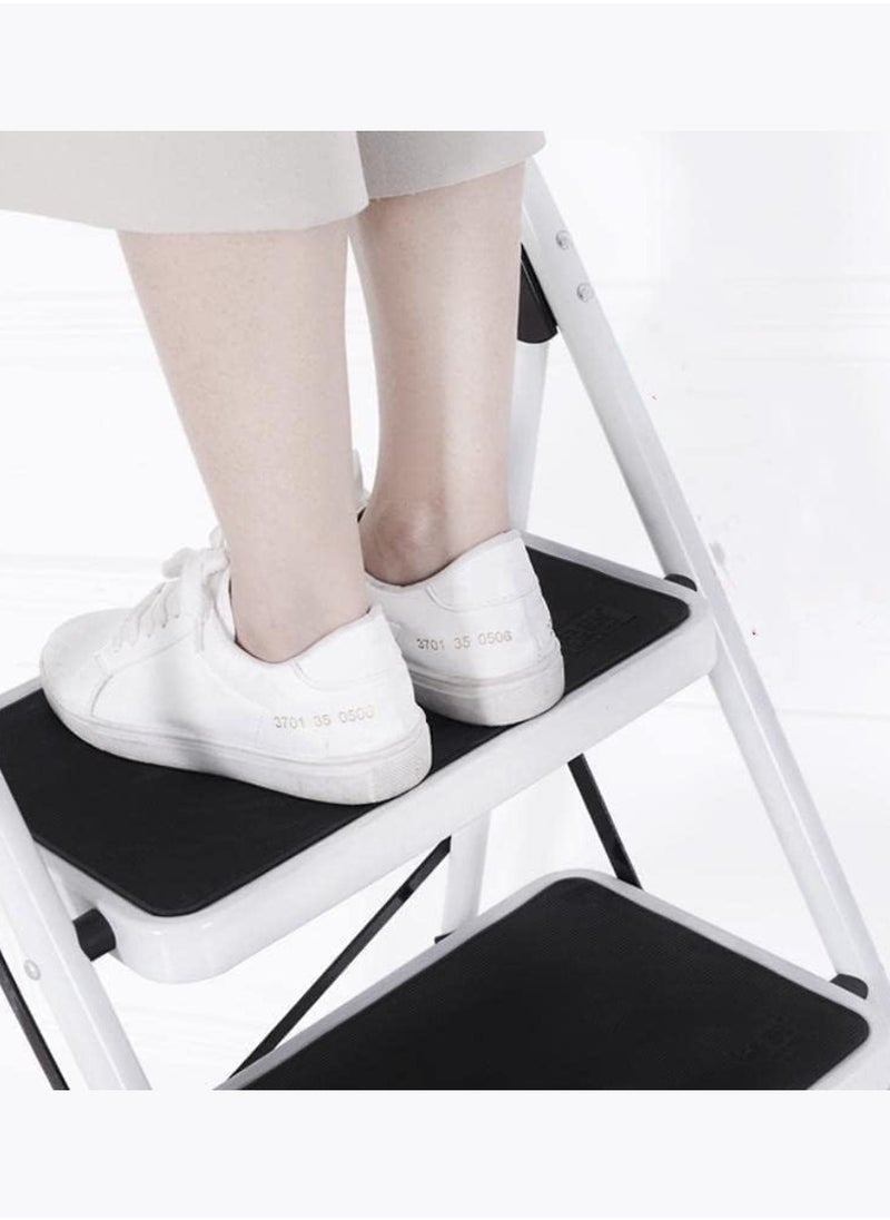 5 Steps Ladder Folding Step Stool With Anti Slip Sturdy And Wide Pedal Lightweight Portable Multi Use Stepladder For Home And Kitchen Foldable Ladder Space Saving