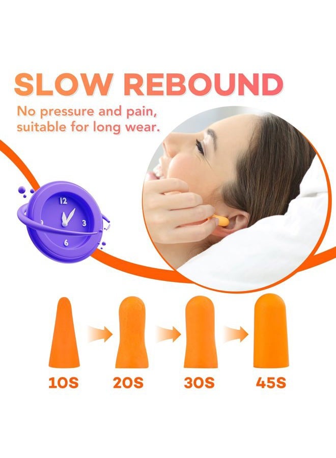 VOISEN 60 زوج سدادات أذن من الفوم، سدادات أذن للنوم لعزل الضوضاء، 32dB NRR، 37dB SNR لسدادات الأذن للنوم، الشخير، الدراسة، الفعاليات الصاخبة، السفر والحفلات، صندوق تخزين، برتقالي - Image 2