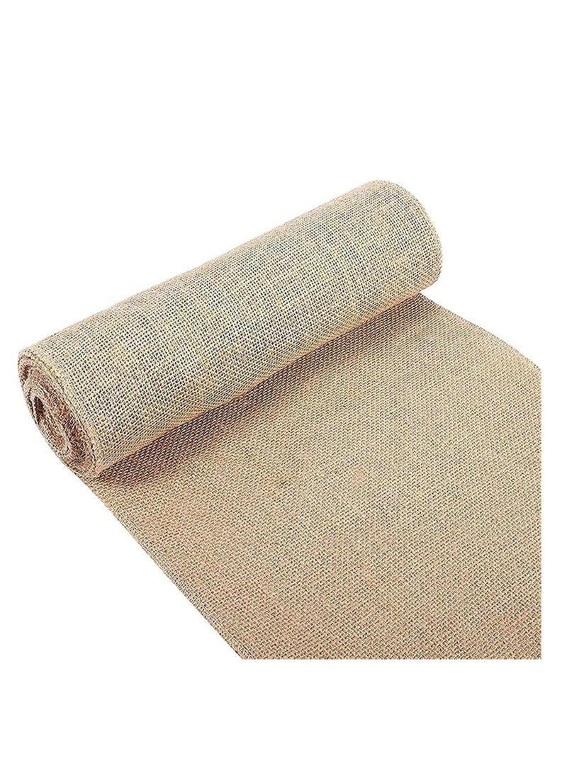 Premify Jute Roll Ribbon, 30cm X 5 Meter Natural Rustic Burlap Fabric Ribbon, Used as Table Runner/Arts Crafts/Gift Wrapping/Wedding & Party Decorations - Image 1