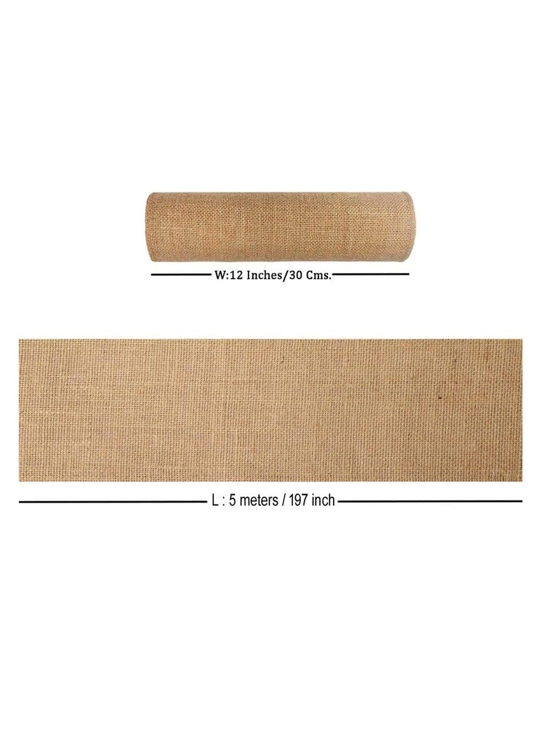 Premify Jute Roll Ribbon, 30cm X 5 Meter Natural Rustic Burlap Fabric Ribbon, Used as Table Runner/Arts Crafts/Gift Wrapping/Wedding & Party Decorations - Image 3